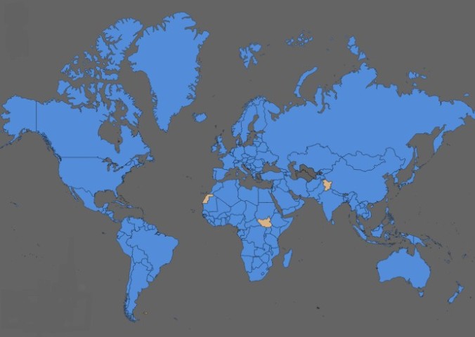 Mapa de los paises miembros del convenio de Estocolmo
